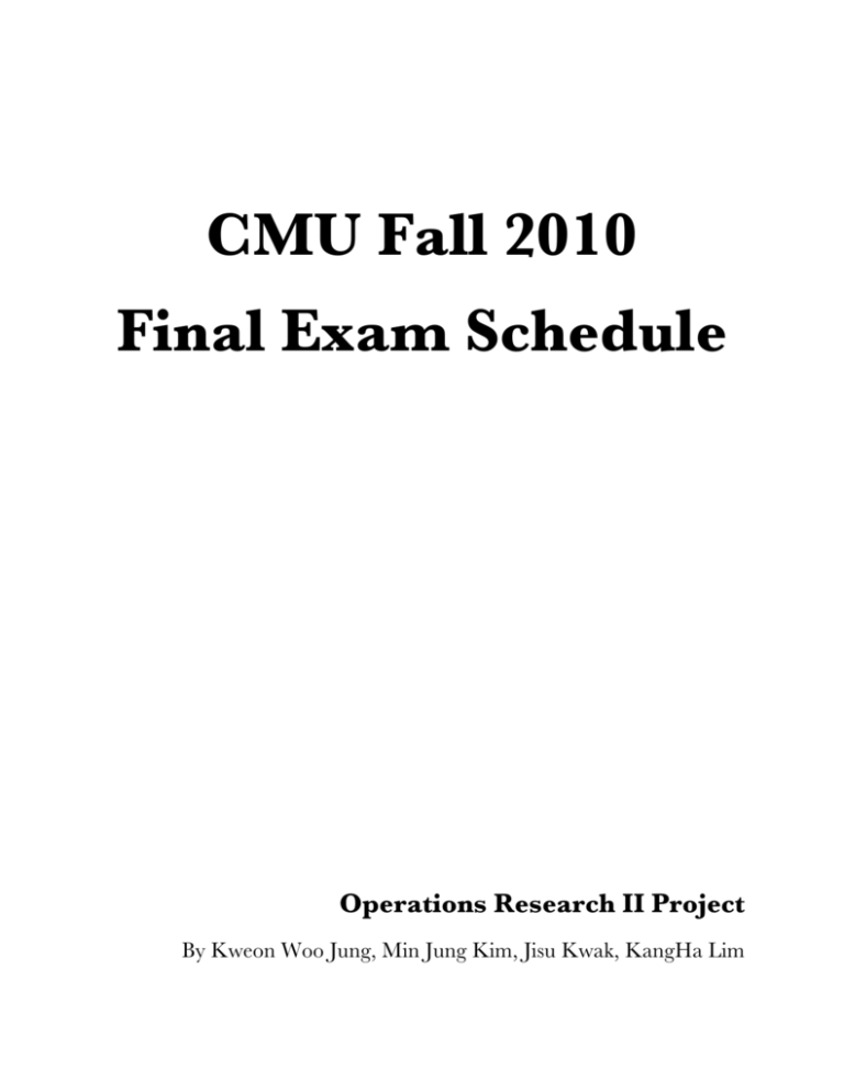 CMU Fall 2010 Final Exam Schedule
