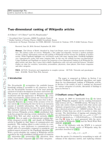 Two-dimensional ranking of Wikipedia articles