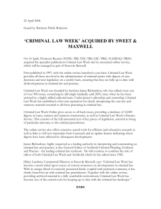 'CRIMINAL LAW WEEK' ACQUIRED BY SWEET & MAXWELL