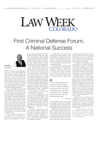 First Criminal Defense Forum, A National Success