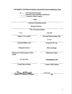 UMBC BA Biology Education