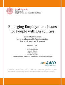 Emerging Employment Issues for People with Disabilities