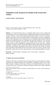 Population crash: prospects for famine in the twenty