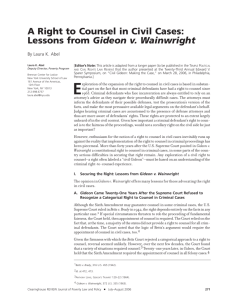 A Right to Counsel in Civil Cases: Lessons from Gideon v. Wainwright