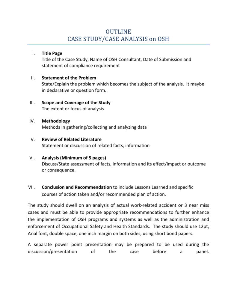 Case Study Outline Format