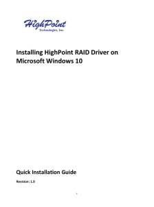 Installing HighPoint RAID Driver on Microsoft Windows 10
