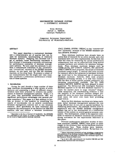 Benchmarking Database Systems - A Systematic Approach