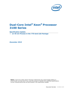 Dual-Core Intel® Xeon® Processor 3100 Series Specification Update