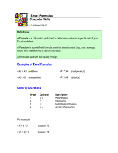 Examples of Excel Formulas