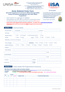 Unisa Material Order Form 2015