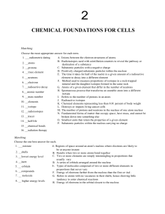 CHEMICAL FOUNDATIONS FOR CELLS