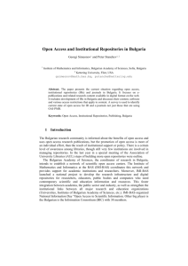Open Access and Institutional Repositories in Bulgaria