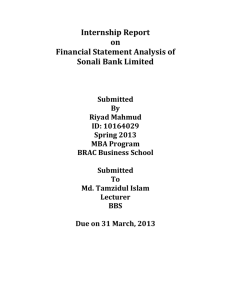 Internship Report on Financial Statement Analysis of Sonali Bank