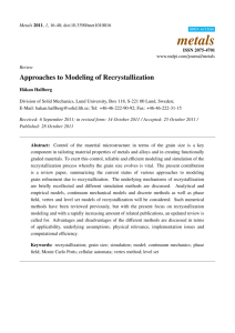 Approaches to Modeling of Recrystallization