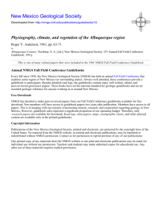 Physiography, Climate, and Vegetation of the Albuquerque Region