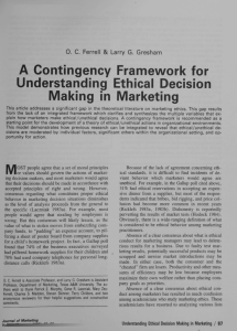 A Contingency Framework for Understanding Ethical Decision