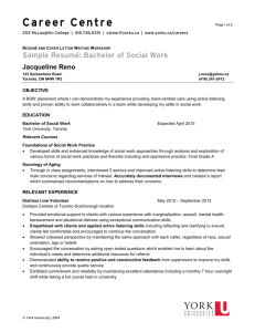 Sample Resumé: Bachelor of Social Work - Career Centre