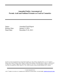 Amended Safety Assessment of Formic Acid and Sodium Formate
