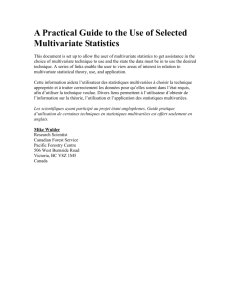 A Practical Guide to the Use of Selected Multivariate Statistics