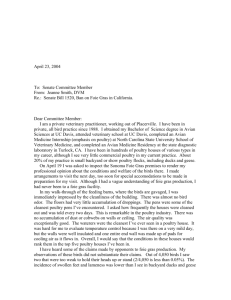 Dr. Jeanne Smith's Letter to California Senate on Foie Gras Production
