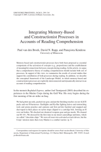 Integrating Memory-Based and Constructionist Processes in