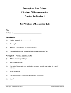 Principles of Microeconomics Problem Set 1 Worked Answers