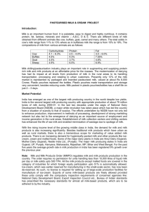 Pasteurised Milk & Cream Project