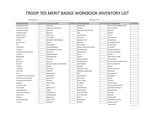 Merit Badge Workbook Inventory