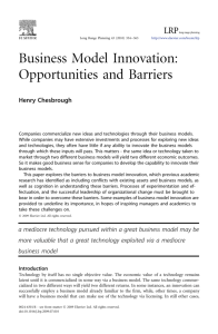 Business Model Innovation: Opportunities and Barriers