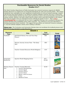 Purchasable Resources for Social Studies Grades 6 & 7 GRADE 6