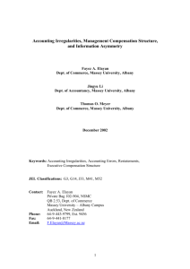 Accounting Irregularities, Management Compensation Structure