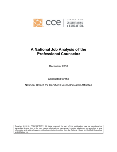A National Job Analysis of the Professional Counselor