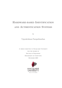 Hardware-based Identification and Authentication Systems