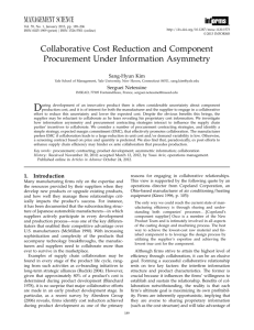 Collaborative Cost Reduction and Component