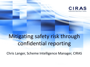 Mitigating safety risk through confidential reporting