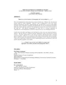 “RISK MANAGEMENT IN COMMERCIAL BANKS” ABSTRACT