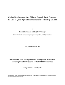 Market Development for a Chinese Organic Food Company: