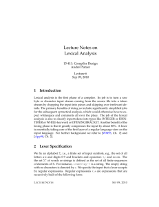 Lecture Notes on Lexical Analysis