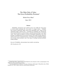 The Other Side of Value: The Gross Profitability - Robert Novy-Marx