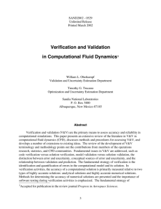 Verification and Validation in Computational Fluid Dynamics1