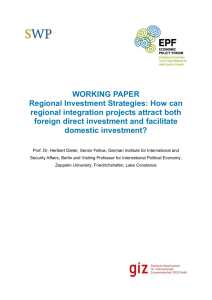 WORKING PAPER Regional Investment Strategies: How can regional