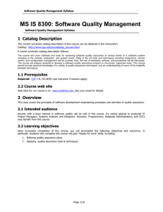 Software Quality Management - Department of Computer