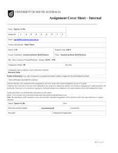 Assignment Cover Sheet – Internal