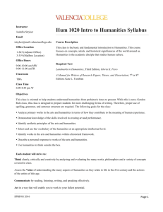 Hum 1020 Intro to Humanities Syllabus