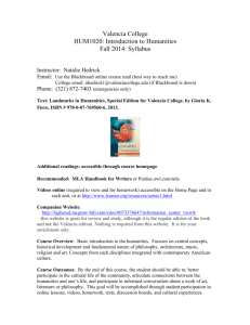 Valencia College HUM1020: Introduction to Humanities Fall 2014