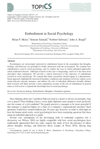 Embodiment in social psychology. TopiCS