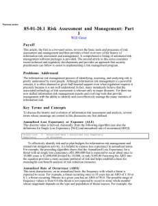 Risk Assessment and Management: Part 1
