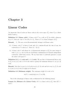 Chapter 3 Linear Codes