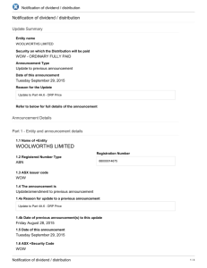 Notification of dividend / distribution