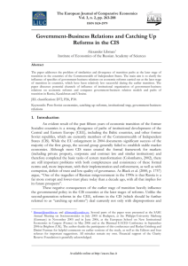 Government-Business Relations and Catching Up Reforms in the CIS